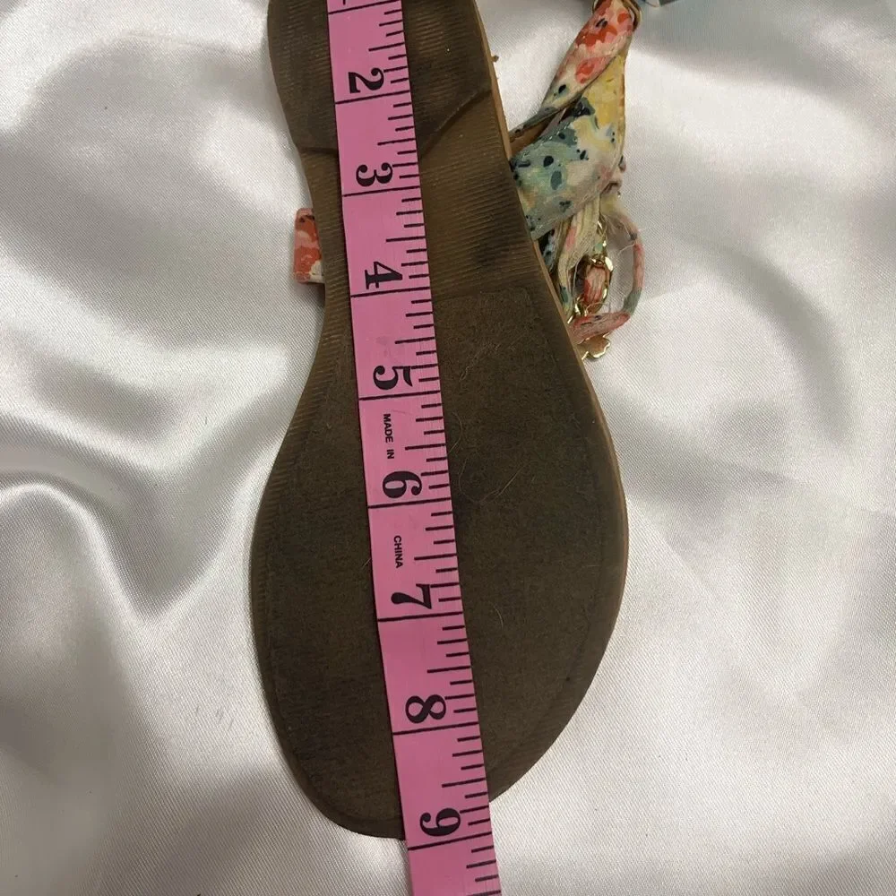 🔥4/$25 SARAH JAYNE GIRLS PEACH SHORE SANDALS FLORAL CHARM STRAPS